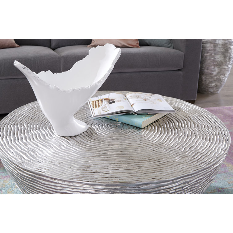 Ripple Black and Silver Round Aluminum Outdoor Coffee Table