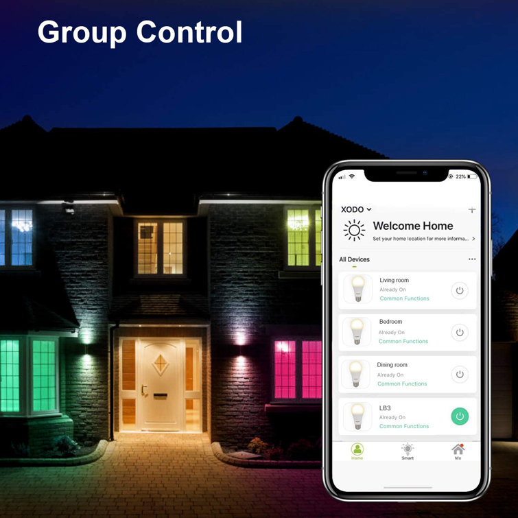 Multi-Color Dimmable LED Smart Bulbs with Voice Control