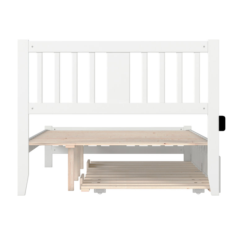 White Full Size Solid Rubberwood Mission Bed with Slats