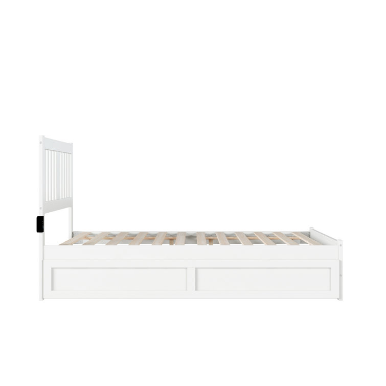 White Full Size Solid Rubberwood Mission Bed with Slats