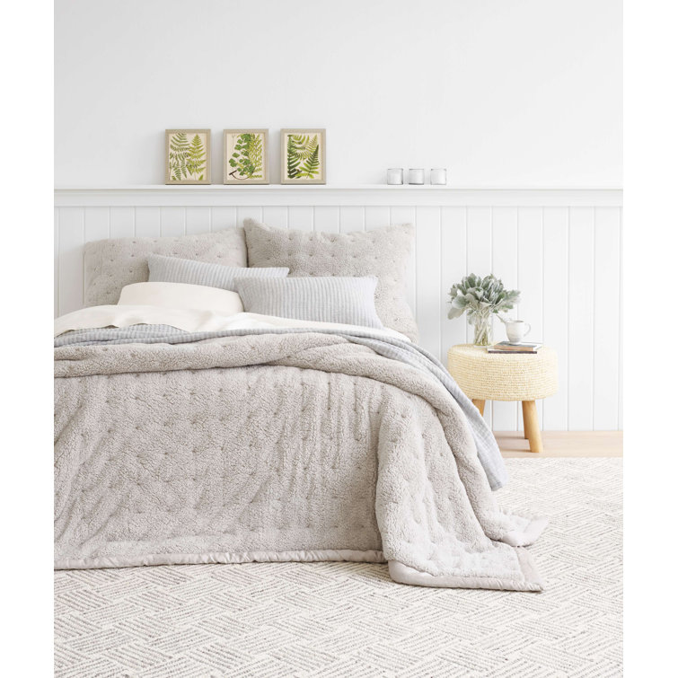 Gray Reversible Full Marshmallow Fleece Bedding Set