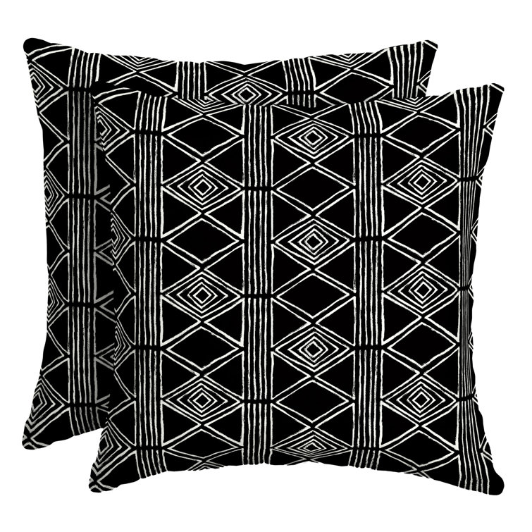 Black and White Geometric Outdoor Square Pillow Set