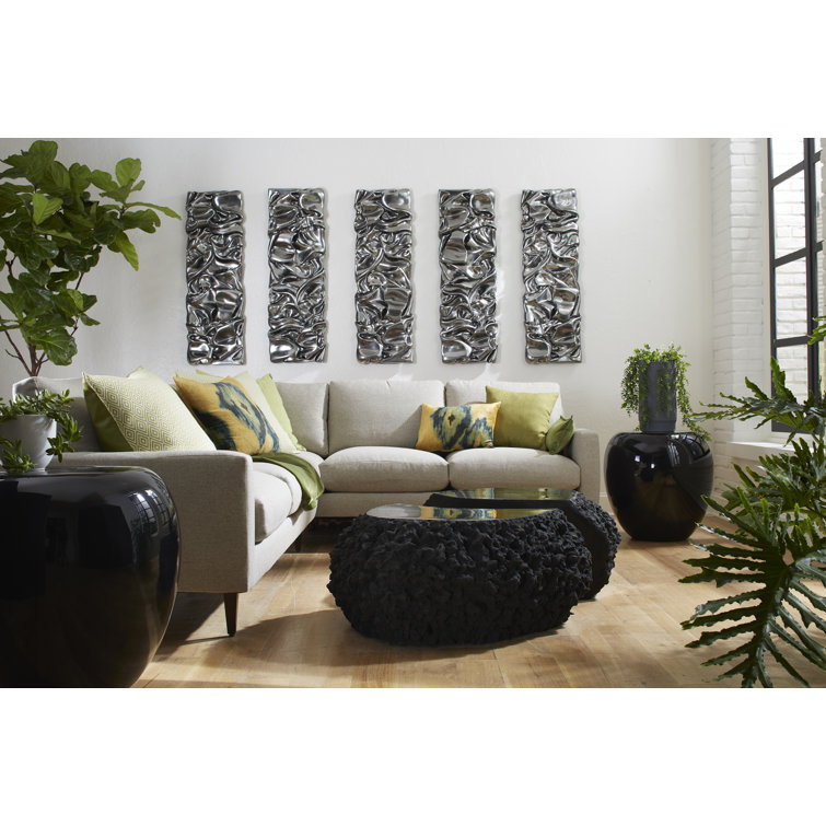 Transitional Round Black Stone Side Table 24"