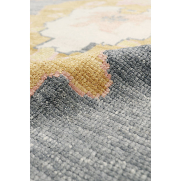 Elegant Oushak Hand-Knotted Gray Wool Area Rug, 11'9" x 15'