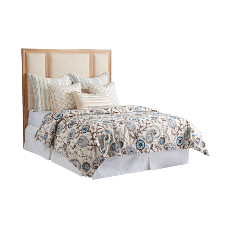 Sandstone Beige Upholstered Queen Headboard with Wood Frame