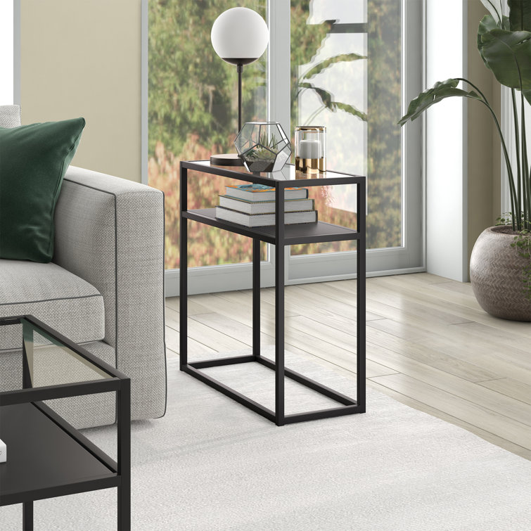 Ada Blackened Bronze Metal & Glass Rectangular Side Table