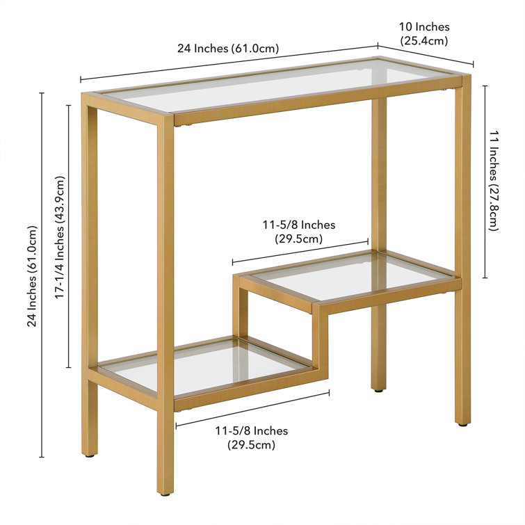 Brass and Glass Rectangular Hollywood Glam Accent Table