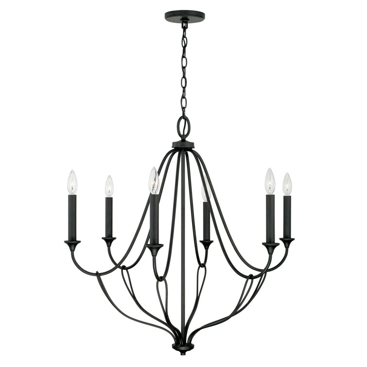 Bentley Airy Design Black Iron 6-Light Traditional Chandelier