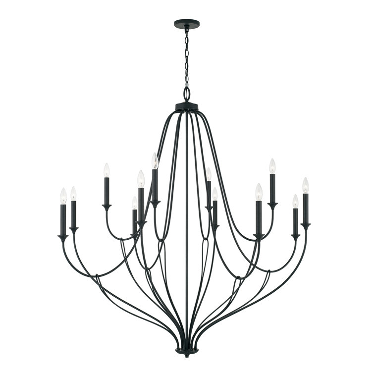 Bentley Black Iron 12-Light Tiered Chandelier