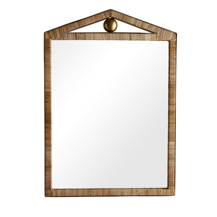 Celerie Kemble 40.5'' Gold Metal & Rattan Rectangular Wall Mirror