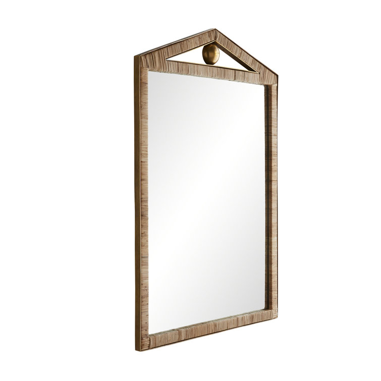 Celerie Kemble 40.5'' Gold Metal & Rattan Rectangular Wall Mirror