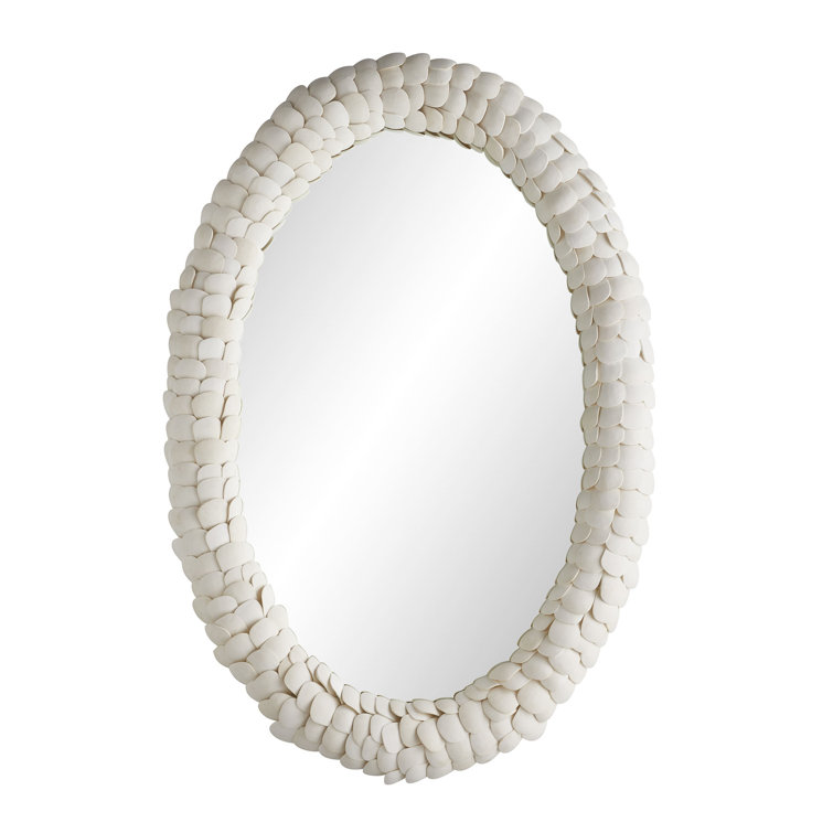 White Shell Framed Rectangular Wall Mirror