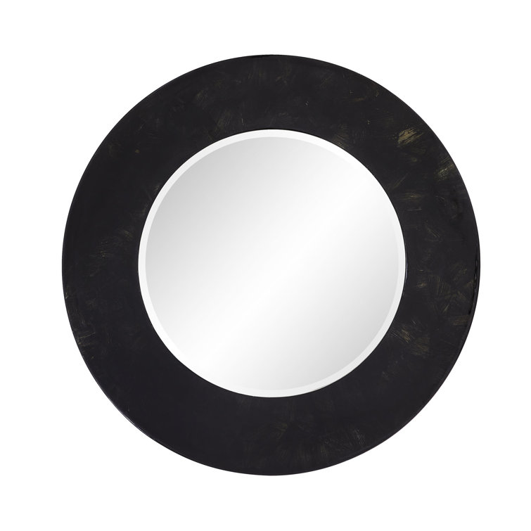 Lona Luxe Black Lacquered Cornhusk 48" Wall Mirror