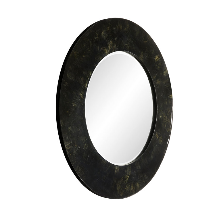 Lona Luxe Black Lacquered Cornhusk 48" Wall Mirror