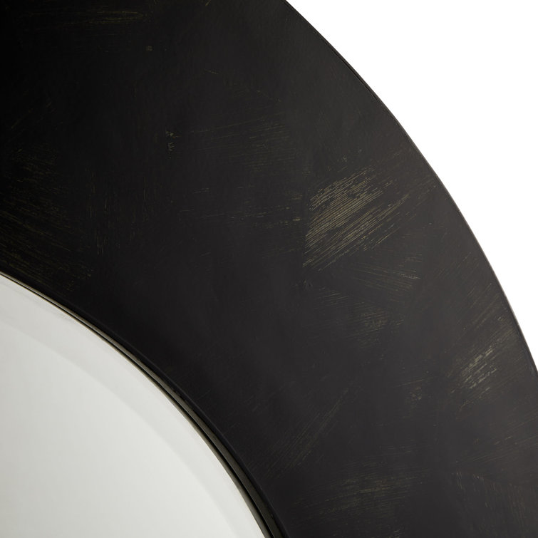 Lona Luxe Black Lacquered Cornhusk 48" Wall Mirror