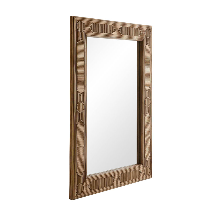 Madeline Geometric Inlay Rattan and Bronze Wall Mirror 37.5"