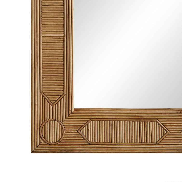 Madeline Geometric Inlay Rattan and Bronze Wall Mirror 37.5"