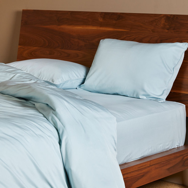 Sky Blue Full/Queen Bamboo Duvet Cover Set with Shams