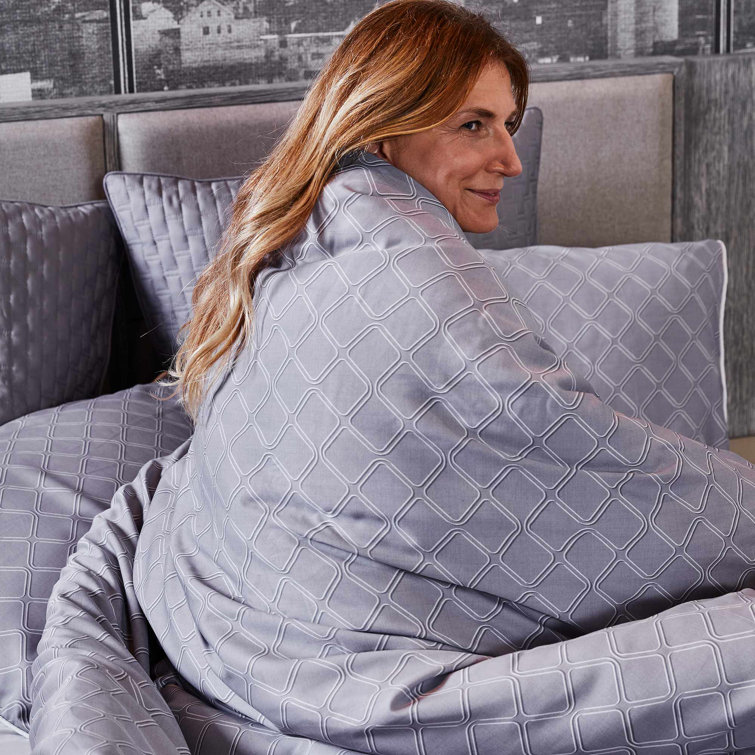 Platinum Geo Full/Queen Viscose Bamboo Duvet Cover Set with Shams
