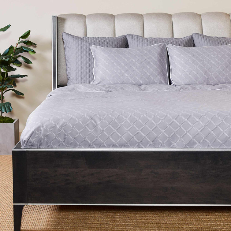 Platinum Geo Full/Queen Viscose Bamboo Duvet Cover Set with Shams