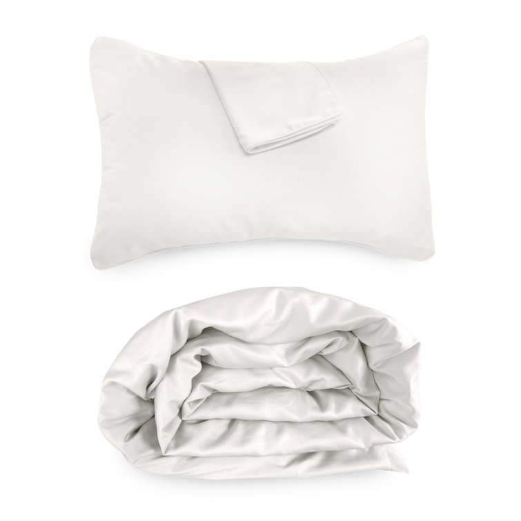 King/California King White Bamboo Duvet Cover Set with Shams