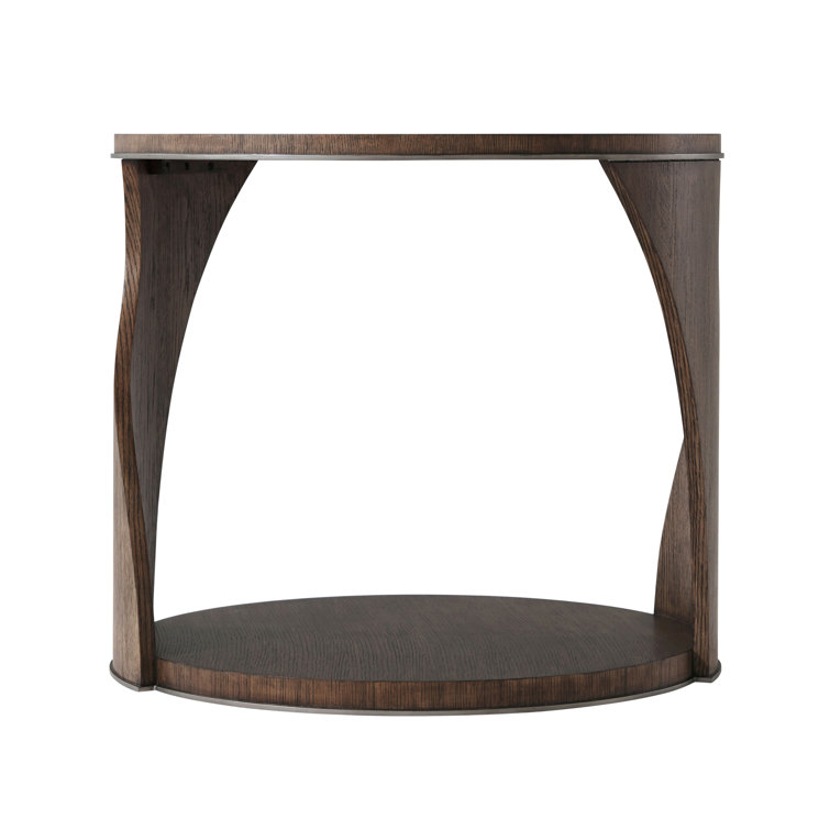 Charteris Matte Tungsten Round Side Table with Storage