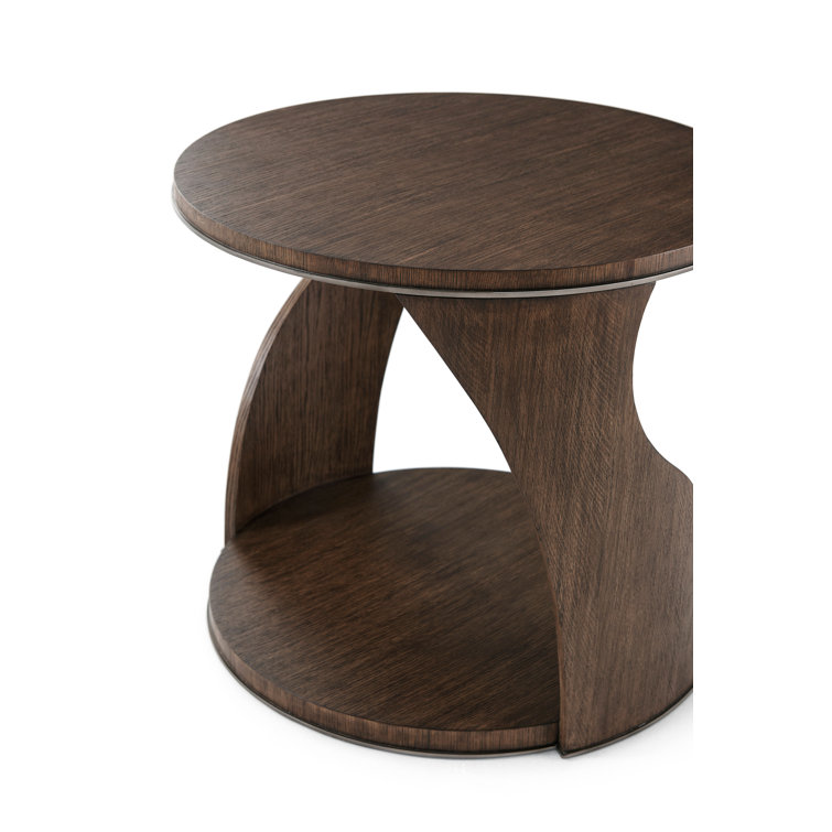 Charteris Matte Tungsten Round Side Table with Storage