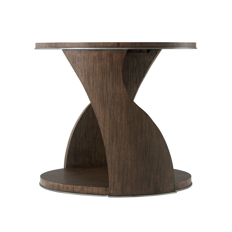 Charteris Matte Tungsten Round Side Table with Storage
