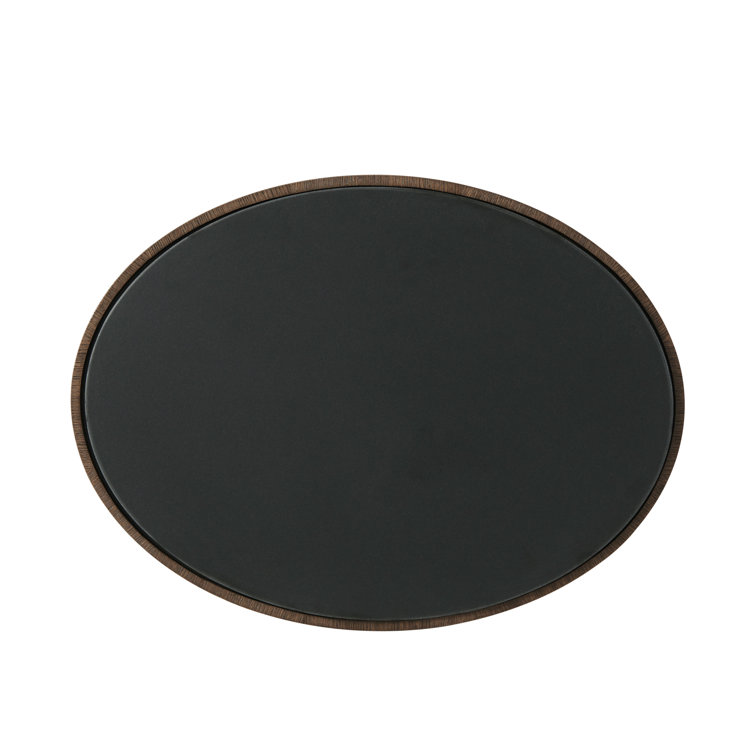 Charteris Quartered Oak and Basalt Stone Round End Table with Storage