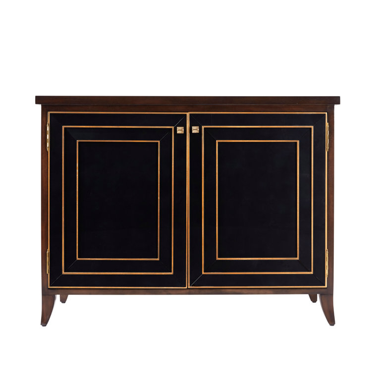 Mannix Medium Wood Black Bar Cabinet with Gold Embellishments
