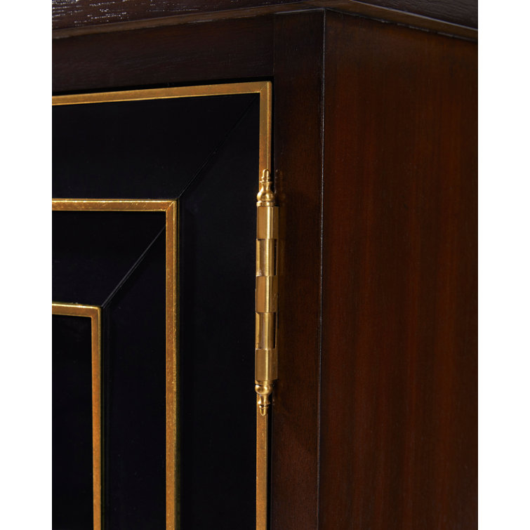 Mannix Medium Wood Black Bar Cabinet with Gold Embellishments