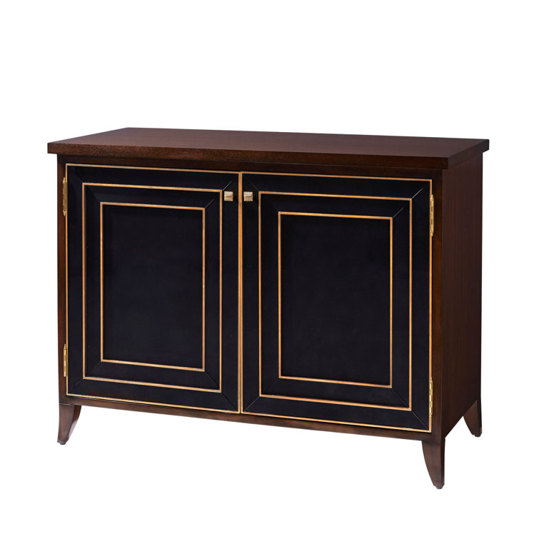 Mannix Medium Wood Black Bar Cabinet with Gold Embellishments