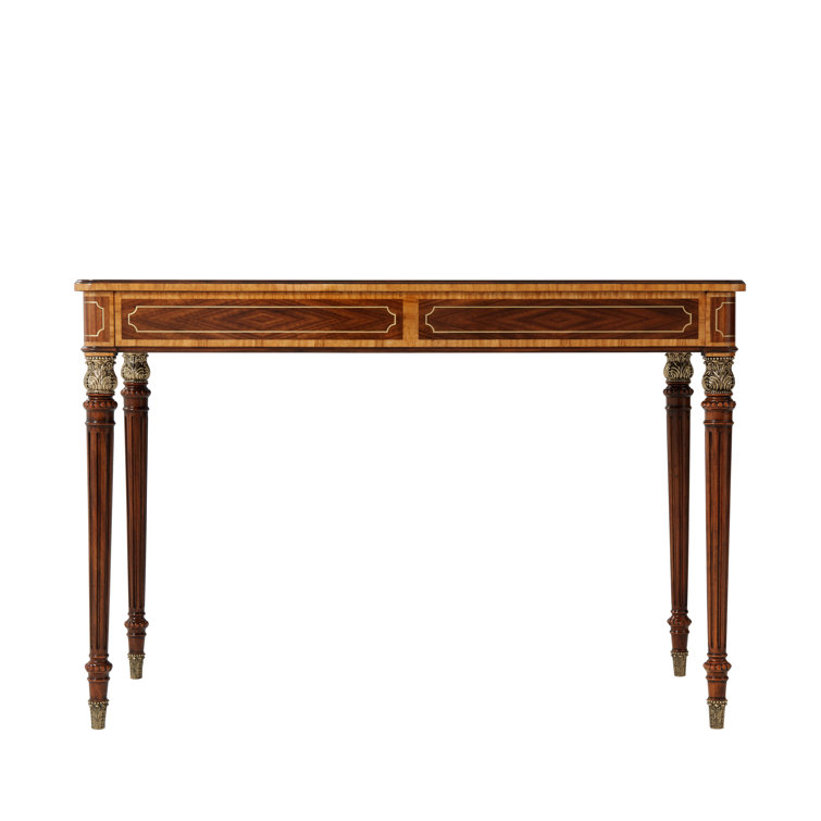 Mahogany and Etimoe Veneer Writing Desk with Brass Accents
