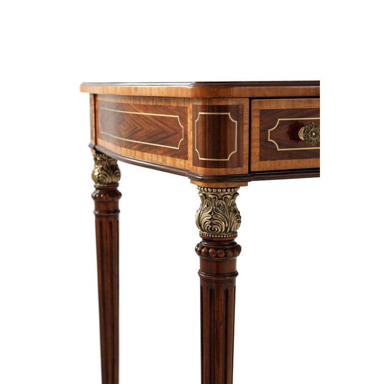 Mahogany and Etimoe Veneer Writing Desk with Brass Accents