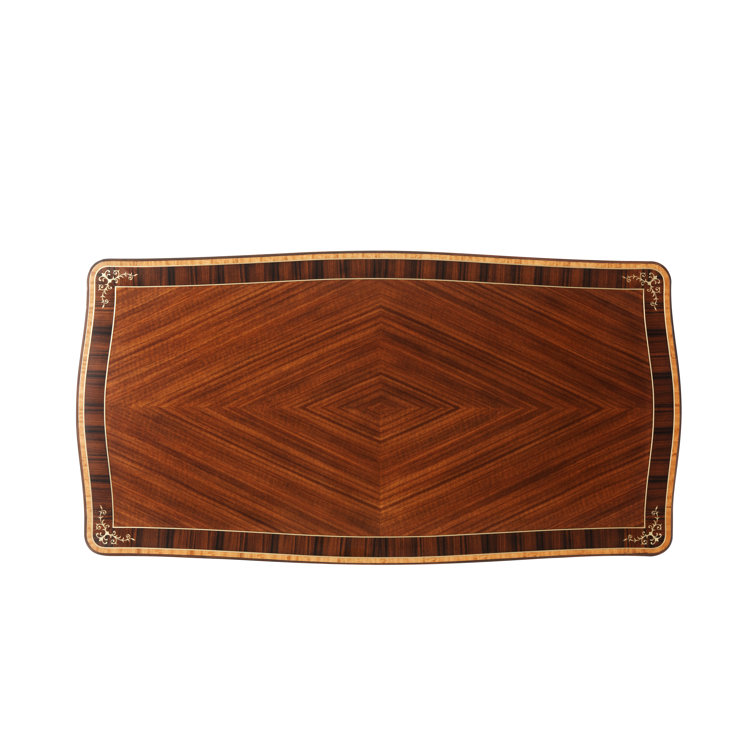 Mahogany and Etimoe Veneer Writing Desk with Brass Accents