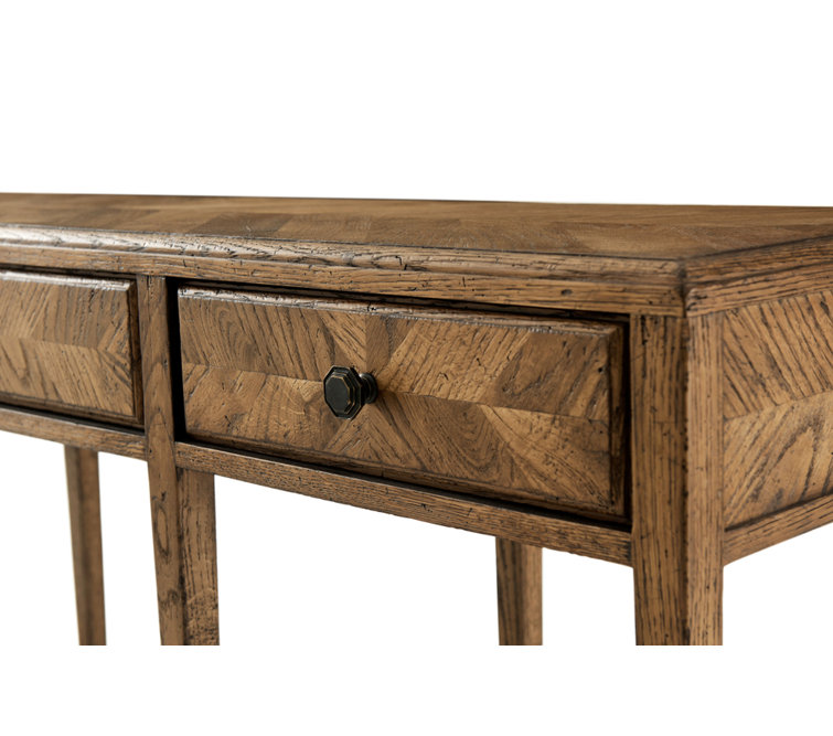 Dawn Oak Mirrored Console Table with Storage