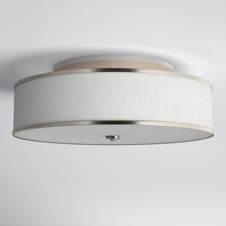 Satin Nickel 30" Round Drum Semi Flush Mount Light