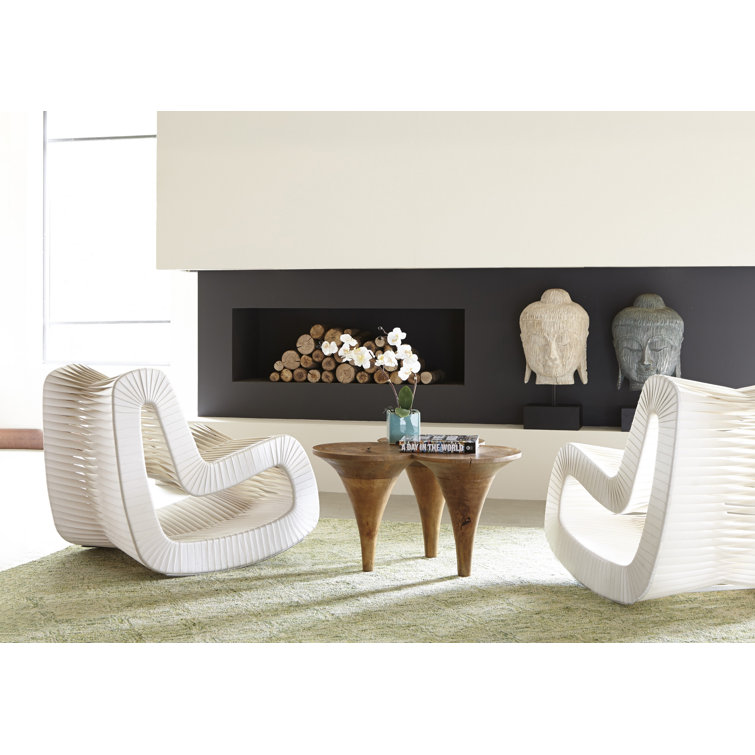 Contemporary Braided Back Glider Chair in Brown and Orange