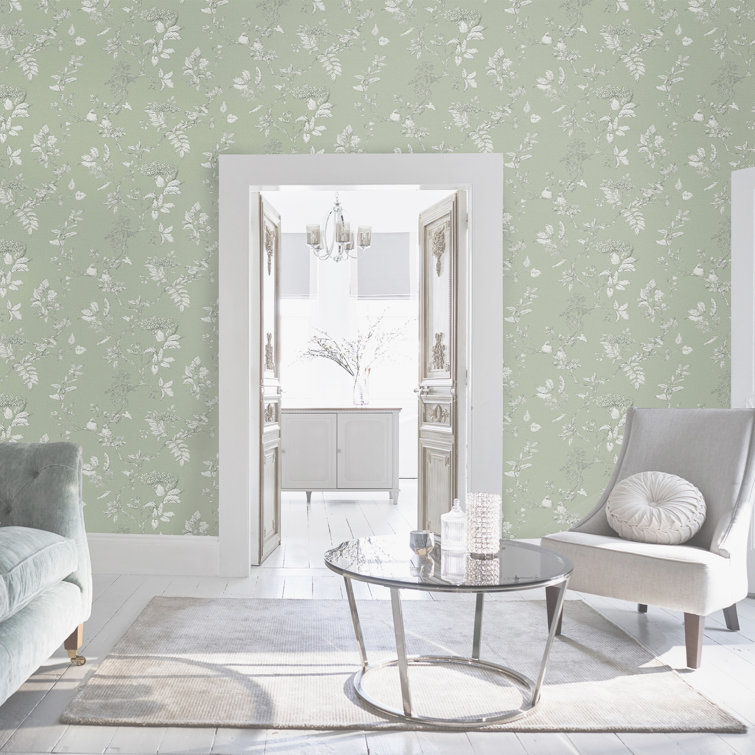 Laura Ashley Elderwood Sage Floral Botanical Wallpaper