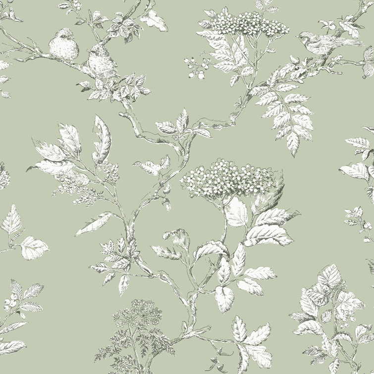 Laura Ashley Elderwood Sage Floral Botanical Wallpaper
