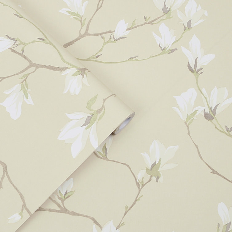 Laura Ashley Magnolia Grove Natural Floral Wallpaper Roll
