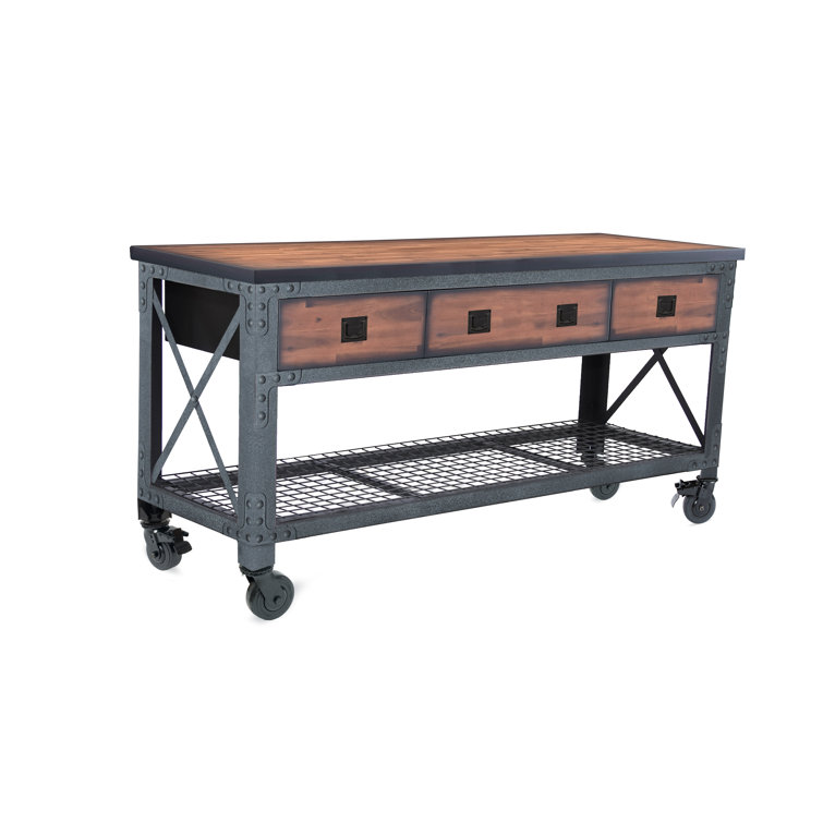 Duramax 72" Black Steel and Wood Rolling Workbench