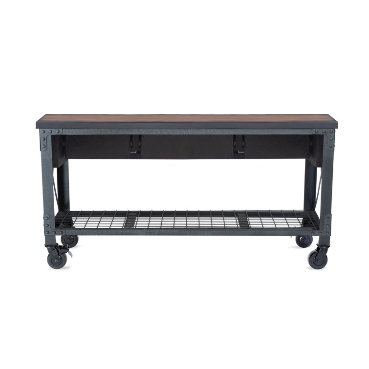 Duramax 72" Black Steel and Wood Rolling Workbench
