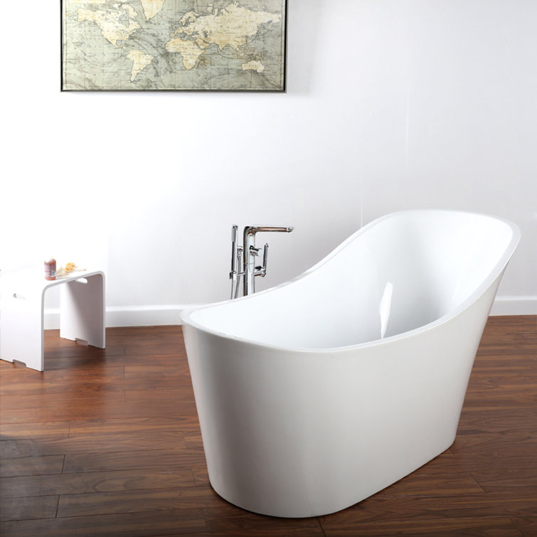 Luster White 67'' Freestanding Acrylic Soaking Bathtub