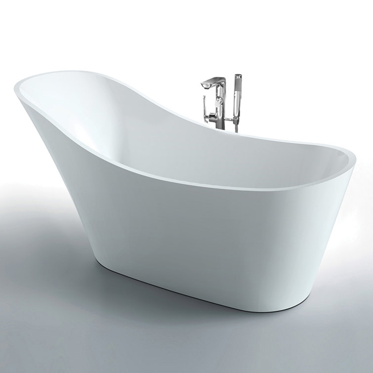 Luster White 67'' Freestanding Acrylic Soaking Bathtub
