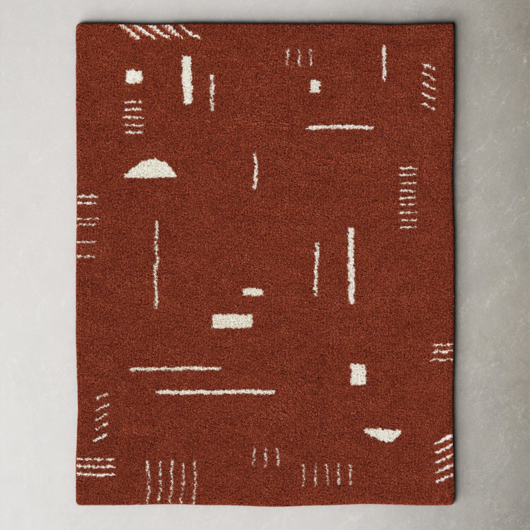 Carson Rustic Shag Rectangle Rug in Rust & Cream 5'3" x 7'