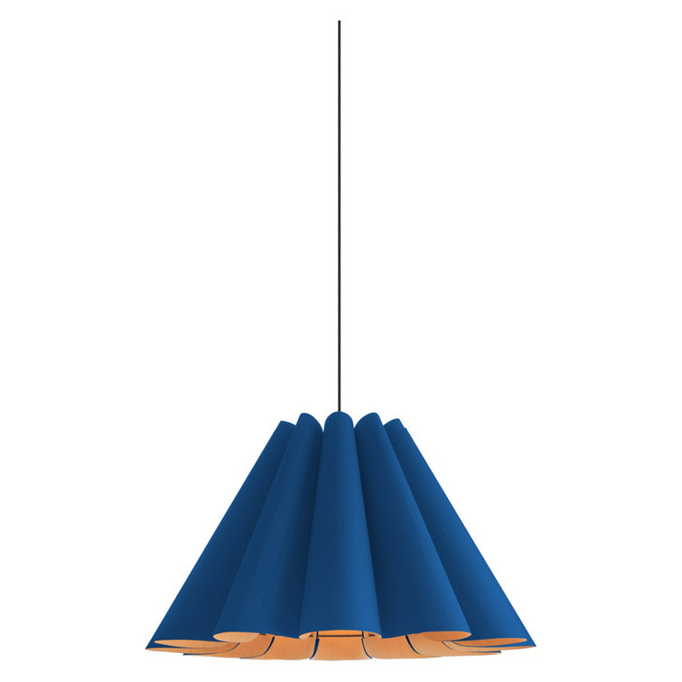 Elegant Violet 23" Wide Incandescent Pendant with Reconstructed Wood Veneer Shade