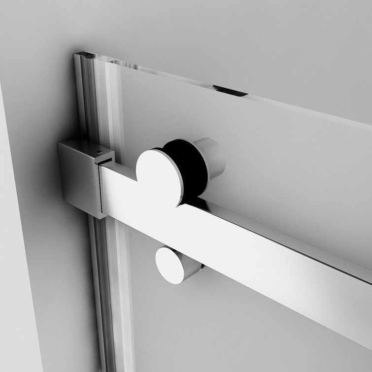 60" Silver Frameless Sliding Shower Door with Clear Glass