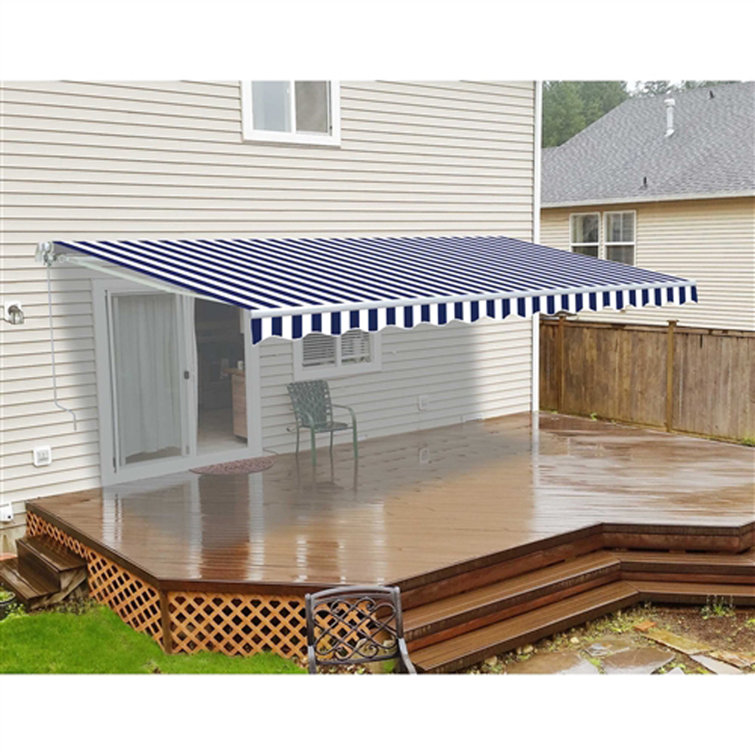 Silver Gray 13 x 10 ft Retractable Patio Awning with White Aluminum Frame