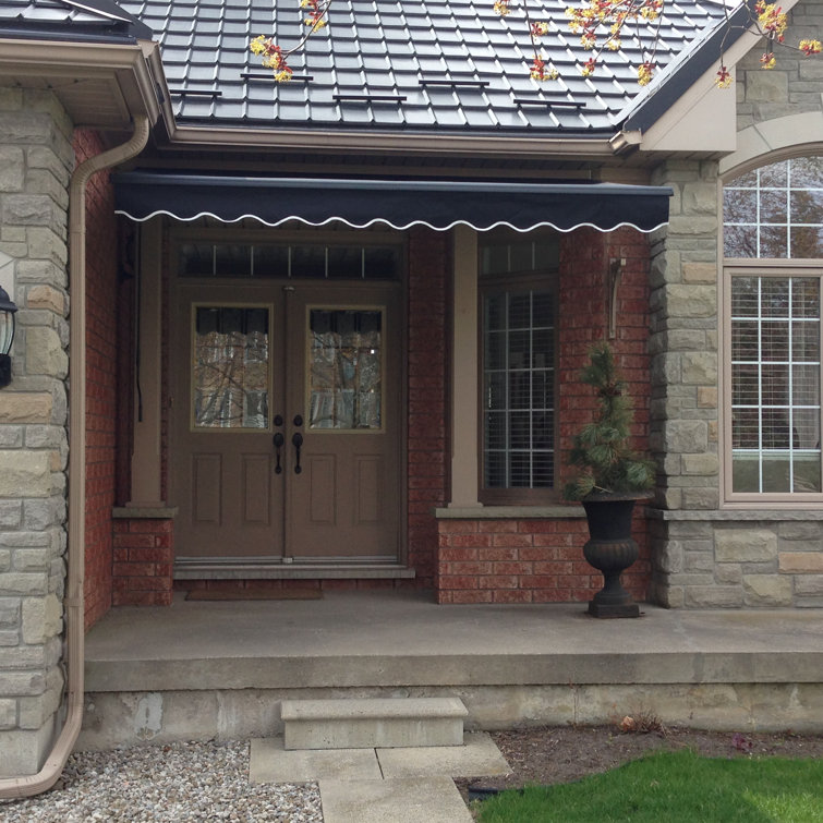 Black 12x10 Retractable Patio Awning with Manual Crank